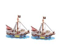 KICHOUSE 2Sets Sailboat Puzzle Kit Creative Pirate Ship Model for Adults Educational Assembly for Imagination Crafting for Home Office Decor