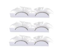 KICHOUSE 3 Pair White Plume False Eyelashes Extension Makeup Lightweight Comfortable Plastic False Lashes for Performance and Gathering Party Use