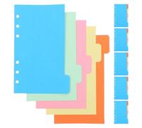 KICHOUSE 30 Pcs Assorted Color Index Dividers A6 Size Loose-Leaf 6-Hole Planner Refill Pages with Classified Labels for Pocketbook Organizers and Office Use Random Color