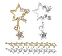 KICHOUSE 30 Pcs Star Shaped Metal Rhinestone Nail Charms for Decorative Effects and DIY Nail Designs Assorted Colour Ornament with Shiny Effect for Manicure Art