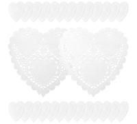 KICHOUSE 300pcs Heart Shape Paper Doilies for Plates and Desserts, White Paper Material Fine Workmanship, Not Easy to Break, for Bridal Shower and Easter Table Decoration