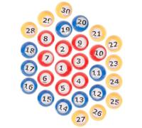 KICHOUSE 30Pcs Colored Bingo Balls Lightweight Numbered Game Props for Lottery Party Use Plastic Replacement Balls Bright Easy to Find for Arts Crafts