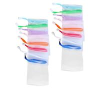 KICHOUSE 30pcs Nylon Exfoliating Soap Pouch for Hand and Facial Soap Foaming Saver Net with Drawstring for Bath and Shower Use Random Color