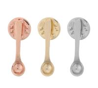 KICHOUSE 3pcs Alloy Coffee Spoon Brooch Pin Set in Gold Silver Rose Gold, Unique Lapel Badge for Backpacks Jackets Aprons, for Cafes and Social Gatherings