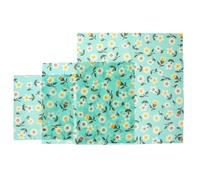 KICHOUSE 3pcs Beewax Food Wraps Reusable Cotton Sheets for Fresh Keeping