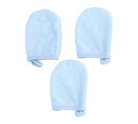 KICHOUSE 3pcs Blue Makeup Removal Gloves for Face Cleansing, Reusable Polyester Cotton Facial Cleaning Pads with Simple Design, Gentle Exfoliating and Makeup Removal Accessories for Daily