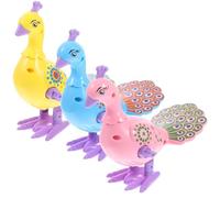 KICHOUSE 3Pcs Cartoon Clockwork for Portable Wind-up Peacock Playthings in Blue Pink Yellow Lovely Mechanical for S Parties and Interactive Fun