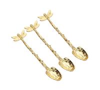 KICHOUSE 3pcs Coffee Spoon Jam Scoop Drinks Mixing Sticks Leaf Decor Coffee Cream Wedding Decoration Leaf Spoons Honey Decor Kid Suit Spoons Table Household Zinc Alloy Dessert Spoon