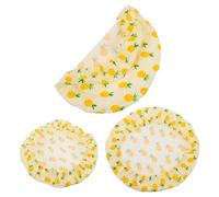 KICHOUSE 3pcs Cotton Bowl Covers Elastic Food Storage Cloths Fresh-Keeping Stretchable Covers for Bowls Containers Picnic Pineapple Design