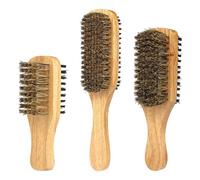 KICHOUSE 3pcs Double-sided Beard Brush Set for Men with Nylon Bristles, Small Medium Large Grooming Brushes for Beard Styling and Hair Cleaning, Barber Hair Clipper Dusting Tool