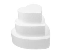 KICHOUSE 3Pcs Heart-Shaped Foam Cake Dummies Set 6/8/10 Inch White Polystyrene Practice Cake Models for Baking DIY Sculpting Wedding Photo Props and Decorating