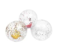 KICHOUSE 3pcs Inflatable Beach Ball Shiny Sequin PVC Beach Balls Transparent Gold Brown Fun Outdoor for Throwing Catching and Bouncing for Parties and Summer Activities