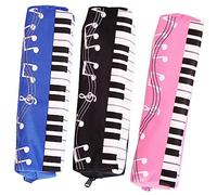 KICHOUSE 3pcs Large Capacity Piano Key Pattern Pencil Bag Multi Pocket Pencil Case for Boys Girls Students Teachers