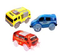 KICHOUSE 3Pcs Lighting Track Car Battery Powered Cars with LED Lights for Includes Construction Truck Police Car Bus for Ages