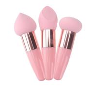 KICHOUSE 3pcs Makeup Sponge Pens Set with Mushroom Head Shape, Pink Latex Cosmetic Applicators for Travel Use Featuring Stable Handle, for Girls Foundation and Concealer Style