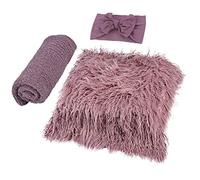 KICHOUSE 3pcs Photography Prop Set with Acrylic Fringe Blanket and Hair Band, Soft Photo Studio Wrap for Photo Taking at Home