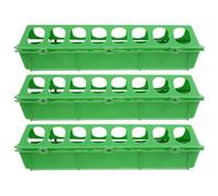 KICHOUSE 3pcs Plastic Flip Top Poultry Feeder - No Waste Quail Feeder - Baby Chick Waterer - Ducklings Food Dispenser - Green Multihole Feeding Dish for Chicken No Mess