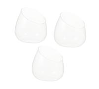 KICHOUSE 3pcs Slant Cut Glass Terrarium Bowls for Cobble and Grass, Removable Candlestick Feature, Creative Simple Design for Home Decor and Brightening up The Room