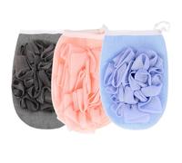 KICHOUSE 3pcs Soft Toweling Bathing Gloves Pe Mesh Fibre for Taking a Shower and Bath, Gentle Exfoliating Scrubbers for Men and Women, Effective at Wiping Excess Oil and Style