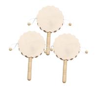 KICHOUSE 3pcs Unfinished Wooden -Drum Shaking Drum Wooden DIY Painting -Drum Painting for Spinning Drum Wood Craft Kit