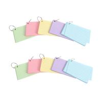 KICHOUSE 3x5 Inch Double-Sided Index Cards Metal Ring Binding 10 Books with Ring, Smooth Writing Paper Memo Note Cards, 50 Sheets Per Book for Study Sessions the Go