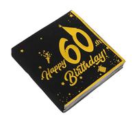 KICHOUSE 40pcs Decorative Paper Napkins Black Soft Texture Elegant Disposable Birthday Decorations Party Napkins for 60th Birthday Celebration