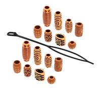 KICHOUSE 40pcs Dread Lock Beads Hair Decorations for Braids Lightweight DIY Accessory Unique Carved Design Distinctive Cultural Style Plastic and Wood Large Hole Beads for Dreadlocks Party