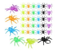 KICHOUSE 48 Pcs Halloween Fake Spiders with Realistic Design Stretchy Prank for Boys and Multi Color Soft Tpr Halloween Party Favors for Indoor Outdoor Decorations and Goodie Bag Stuffers