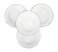 KICHOUSE 4pcs 18cm White Enamel Plates Set, Reusable Retro Style Kitchen Dinnerware, Thickened Serving Fruit Snack Salad Plate for Home and Restaurant Use
