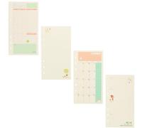 KICHOUSE 4Pcs A6 Loose Leaf Paper Refill for 6-Ring Binder Notebook with Monthly Weekly Daily and Blank Pages, Portable English Binder Paper Set for Study Writing and Office Note