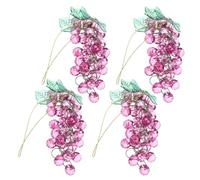 KICHOUSE 4pcs Acrylic Beaded Grape Hanging Decor with Lifelike Purple Grape Bunches, Easy Hanging and Wear Resistant Artificial Fruits for Wedding Party Or Festival Decoration