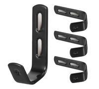 KICHOUSE 4pcs Angled Bunk Bed Ladder Hooks: 3.4" PVC Coated Metal J Hooks for Loft Beds - Heavy Duty Utility Hangers with Pre-Drilled Holes - Replacement Hardware for RV Ladders Black