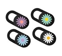 KICHOUSE 4pcs Assorted Color Daisy Pattern Camera Cover Slide for Laptop and Tablet, Ultra Thin Abs Plastic Privacy Protective Cover with Firm Adhesion Leaves No Trace
