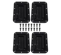KICHOUSE 4pcs Black Metal Spring Loaded Pull Handles with Screws Heavy Duty Flight Case and Toolbox Recessed Chest Handles for Storage Cabinets and Speaker Boxes