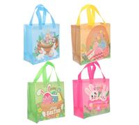 KICHOUSE 4pcs Easter Bags Non Woven Cartoon Bunny Pouches Versatile Candy Packaging for Parties Festivals Fun Stylish Takeout Alternative