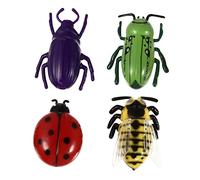 KICHOUSE 4pcs Electric Walking Cicada Toys Simulation Insects Interactive Cat Teaser Toy Button Battery for Boys and Girls Educational Insect Play