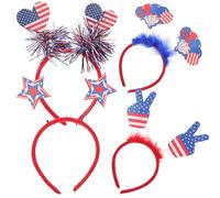 KICHOUSE 4pcs Independence Day Headbands for Adults, Lightweight Plastic Festival Hair Accessories, Easy to Wear or Take, for 4th of July Party and Parade Celebrations
