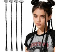 KICHOUSE 4pcs Natural Soft Synthetic Ponytail Hair Braided Hair Piece 20.04x0.31x0.08in Delicate Braided Design Save Time by The Clip Design Not Easy to Fall Women Everyday Wear
