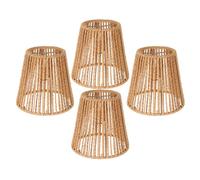 KICHOUSE 4pcs Rustic Rattan Lamp Shades Made of Paper Rope and Iron, Versatile Use for Interior Decor and Tables, Emit Soft Ambient Lighting, Replacement for Ceiling Lights in Bedroom