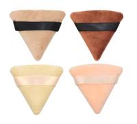 KICHOUSE 4pcs Triangle Cosmetic Puff Set for Face Makeup, Washable Cotton Material with Strap, Easy to Hold Makeup Sponges for Facial Cosmetic Application Random Color