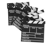 KICHOUSE 4pcs Wooden Directors Clapper Boards for Film and Stage Performance, Easy to Write Black Wood Clapboards with Classic Touch and Realistic Detail, Movie Clapper Board Photo Props