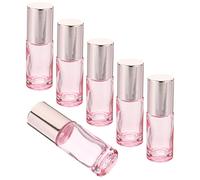 KICHOUSE 5ml Pink Glass Roller Bottles 6pcs Refillable Perfume Roll-on Containers for Essential Oils Travel