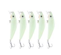 KICHOUSE 5pcs Luminous Night Fishing Lures Hard Bait Artificial Baits Hook Spinners for Sea and Freshwater Fishing with Glow the Dark Feature and Plastic Material Size 7x2.5x1.5cm