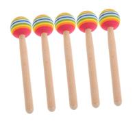 KICHOUSE 5pcs Rainbow Hammer Sticks for Safe Wooden and Sponge Drumsticks Hand Percussion Music for Boys and Enhance Musical Skills and Rhythm Development