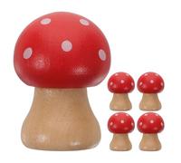 KICHOUSE 5PCS Red Mushroom Memo Clip Holders Wooden Tabletop Note Card Stands for Photos, Paper Notes, and Place Cards, Cute Office Desk Decor for Home and Work Use