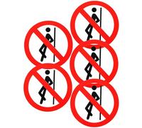 KICHOUSE 5pcs round Pvc Adhesive Safety Warning Sign Stickers Self Adhesive Not Easy to Tear Do Not Lean Labels for Factories and Construction Sites