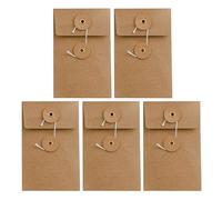 KICHOUSE 5pcs Vintage Kraft Paper Envelopes with String Tie Closure for Greeting Cards and Documents, Small Brown Envelopes Suitable for Office Use and Organizing Items