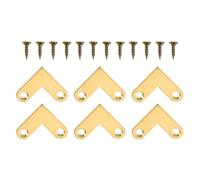 KICHOUSE 6 Pcs Brass Flat Corner, Right Angle Bracket Joints, Flat Angle Connectors, Repair Joining Mending Flat Corner Brace for Drawers, Jewelry Boxes, Golden Brass