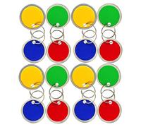 KICHOUSE 60pcs Round Metal Key Tags 31mm Double-Sided Writable Discs with Red, Yellow, Green, Blue Keyrings for Luggage, Pet ID, Office and Backpack Organization