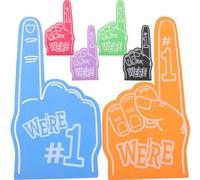 KICHOUSE 6Pcs Giant Foam Fingers Cheerleading Props for Sports Events Party Favors Soft Reusable Noise Makers in Red Blue Green Purple Orange Black